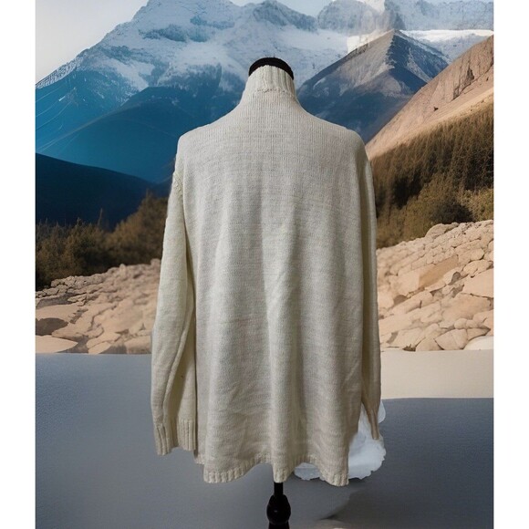 EUC Cream Open Front Laura Scott Sweater Cardigan W Metallic Gold Thread 1X - Picture 4 of 4
